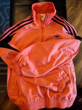adidas Coral & Black Track Jacket Size Medium